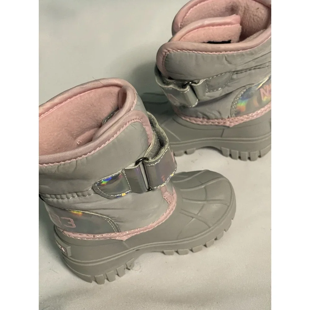 Nautica Pink Gray‎ Snow Boots Toddler 5 Bin4